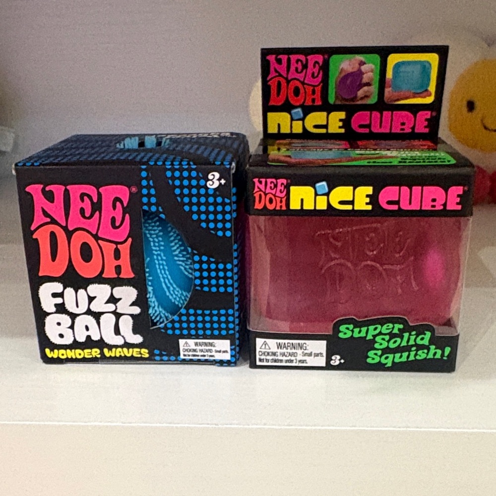 Kids Sensory Fuzz Ball & Nice Cube Set - Pink and Blue